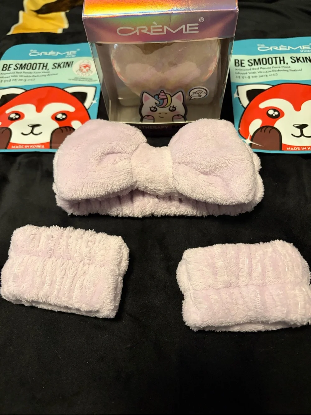 The Creme Shop Bath, Skincare, & Lip Bundle w/ Lavender Terrycloth headband NWT